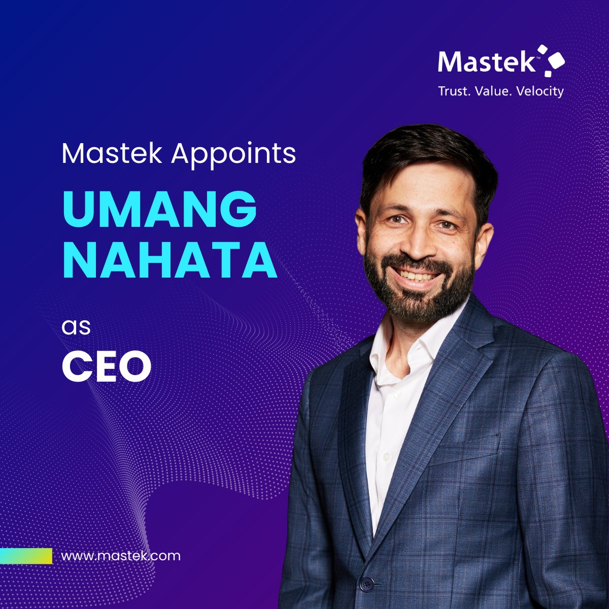 Umang Nahata takes the helm as Mastek's CEO, bringing a culture of innovation, employee centricity and customer-focused leadership. 
Read the full announcement: lnkd.in/dTsEGaZK

#Leadership #Innovation #Mastek
