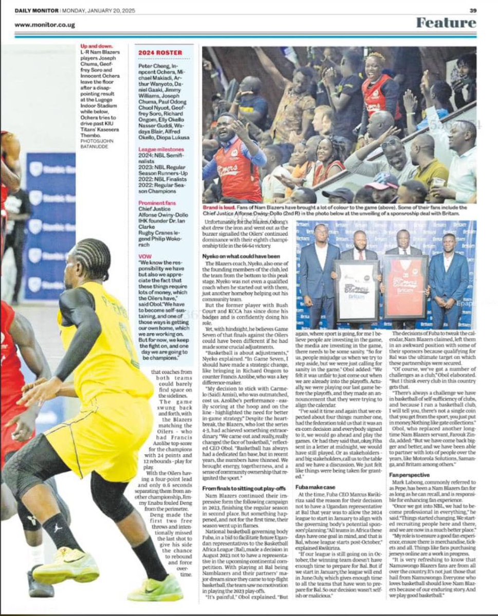 🗞️The @dailymonitorug papers make for good reading on NamBlazers....brilliant!! 

Story by <a href="/TheLoveDre/">Andrew Mwanguhya</a> 🙌🏾. 

#TrustTheBlazers