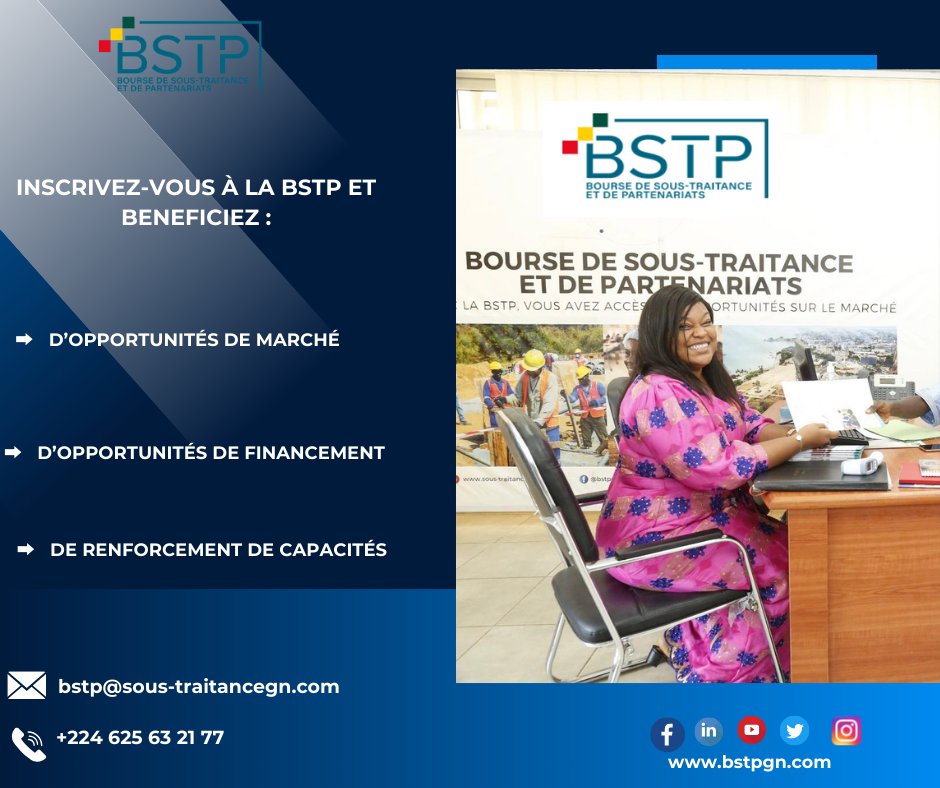 𝐁𝐎𝐍 𝐃𝐄́𝐁𝐔𝐓 𝐃𝐄 𝐒𝐄𝐌𝐀𝐈𝐍𝐄 𝐀𝐕𝐄𝐂 𝐋𝐀 𝐁𝐒𝐓𝐏 !

Commencez la semaine avec une décision gagnante : inscrivez votre entreprise à la BSTP dès aujourd'hui !

𝐂𝐨𝐧𝐭𝐚𝐜𝐭𝐞𝐳-𝐧𝐨𝐮𝐬 𝐩𝐨𝐮𝐫 𝐩𝐥𝐮𝐬 𝐝’𝐢𝐧𝐟𝐨𝐫𝐦𝐚𝐭𝐢𝐨𝐧𝐬.

#BSTP #ContenuLocal