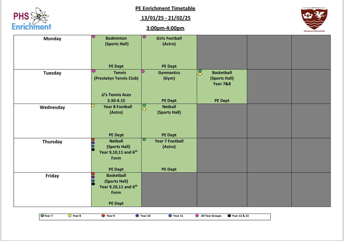 EnrichmentPHS's tweet photo. The latest @PrestatynPE Enrichment TT. https://t.co/i4xoIYsfH0