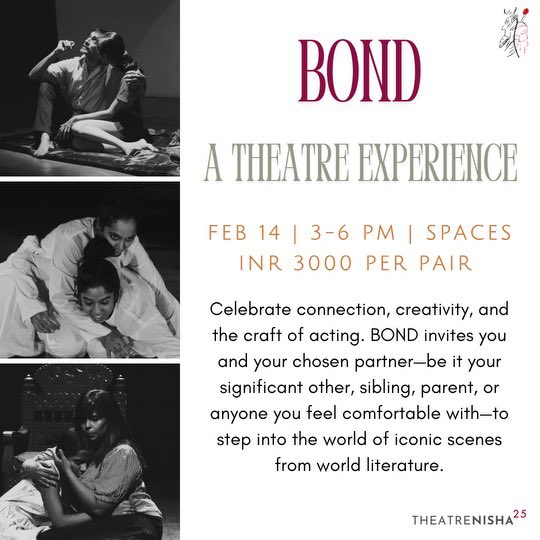 TheatreNisha's tweet photo. Our next workshop for the year - ‘BOND’

Celebrating connection, creativity and the craft of acting as a duo. 

Facilitated by V Balakrishnan

Feb 14 | 3 - 6pm | Spaces, Chennai 

To register, contact +91 9677172897

#theatre #chennai #workshop #duo #scenework #acting #craft https://t.co/lO51ScpX85