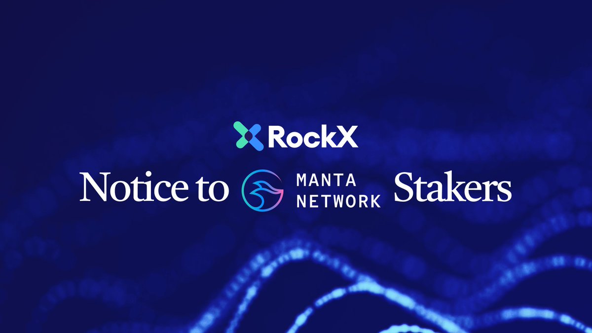 RockX will soon be discontinuing our Manta validator node service. Once the validator becomes inactive, it will no longer generate staking rewards.

Steps to Take:
1. Unstake your assets from our validator.
2. Allow for the unbonding period to complete (typically 7 days).
3.