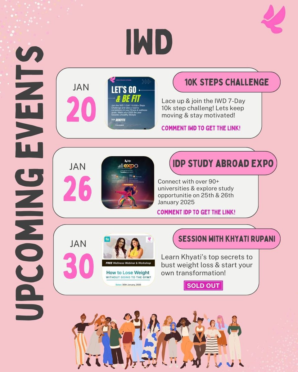 IWD- Check out our latest events calendar to see what's coming up ⭐️✨💫 ⭐️✨💫

From social gatherings to empowering workshops, there's something for everyone ‼️🎁

Mark your calendars and join us for fun, connection, and growth! ❤️

#IWD2024 #EventsinDubai #dubai #trending