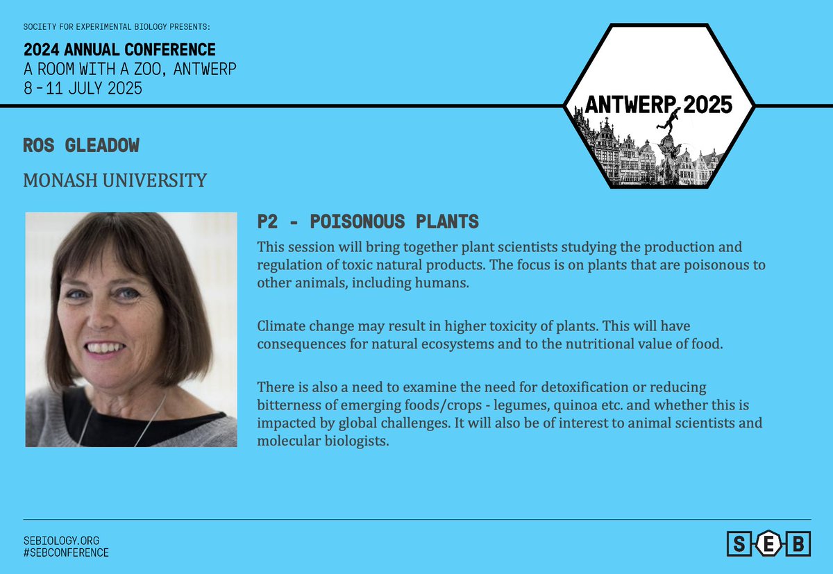 SEB @sebiology.bsky.social (@sebiology) on Twitter photo Join <a href="/RosGleadow/">Prof Ros Gleadow FAA</a> at the #SEBconference in Antwerp.
Submit your abstract now ⬇️
sebiology.org/events/seb-ann…
Check out our Plant sessions ⬇️
sebiology.org/events/seb-ann…
Book your place now ⬇️
sebiology.org/events/seb-ann…
More information about the event ⬇️
sebiology.org/events/seb-ann… Join <a href="/RosGleadow/">Prof Ros Gleadow FAA</a> at the #SEBconference in Antwerp.
Submit your abstract now ⬇️
sebiology.org/events/seb-ann…
Check out our Plant sessions ⬇️
sebiology.org/events/seb-ann…
Book your place now ⬇️
sebiology.org/events/seb-ann…
More information about the event ⬇️
sebiology.org/events/seb-ann…