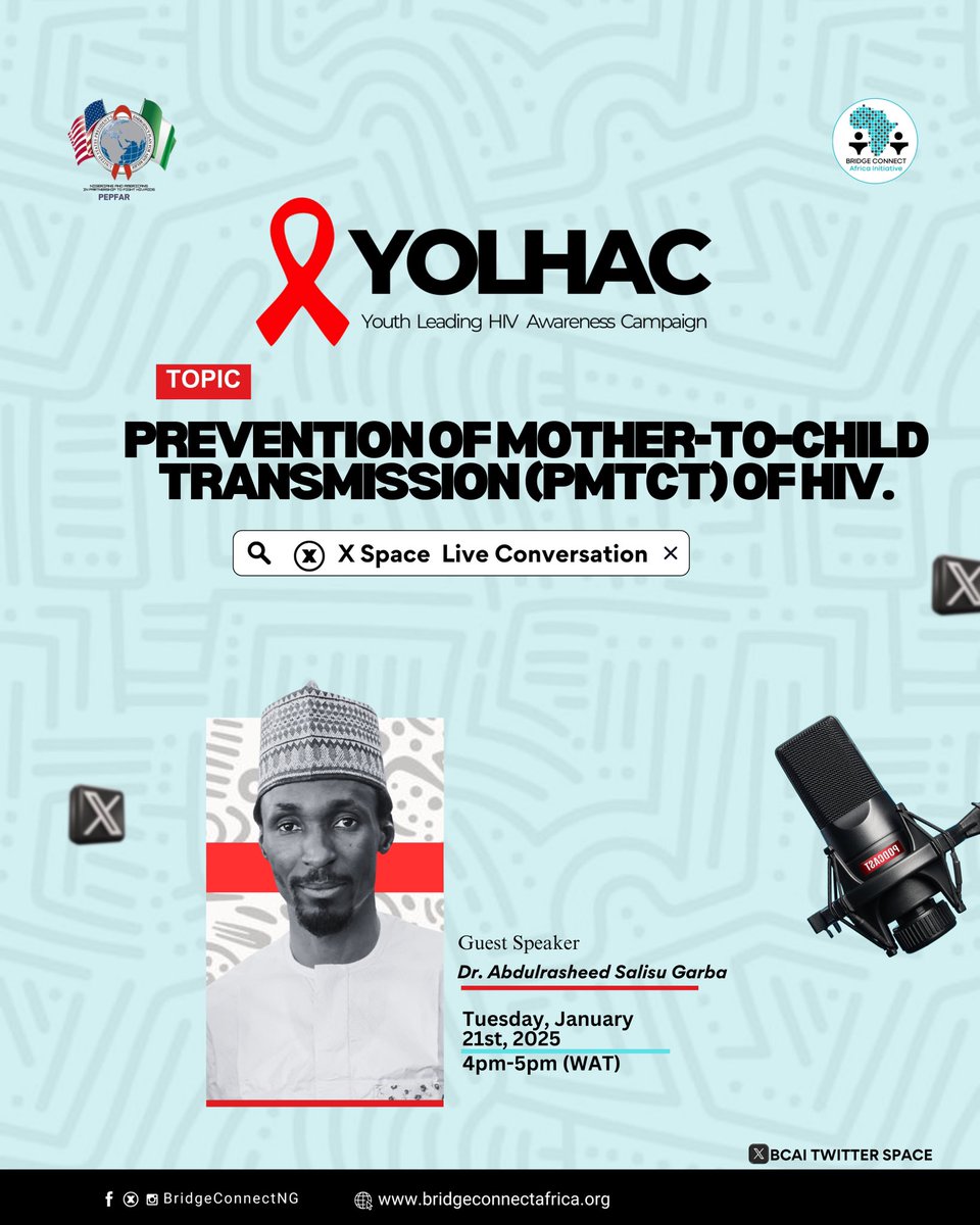 Did you know that preventing the transmission of HIV from mother to child is possible with the right care?
Join us on Tuesday by 4pm WAT on X Space as we discuss the Prevention of Mother-to-Child Transmission (PMTCT) of HIV