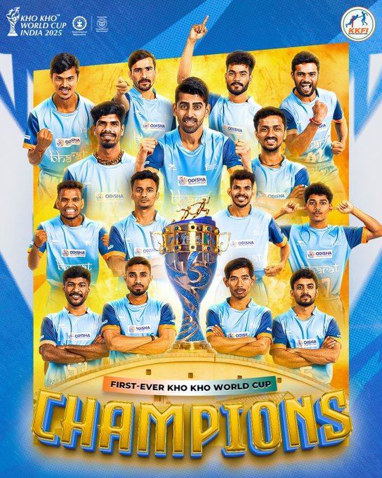 rkpoint's tweet photo. Congratulations to the Indian women's &amp; men's Kho Kho team on winning their first-ever Kho Kho World Cup. 

A proud moment! Well done, champions!👏

#KKWC2025 #TheWorldGoesKho #KhoKho #KKWCMen #KKWCWomen https://t.co/9s2k1QCR0r