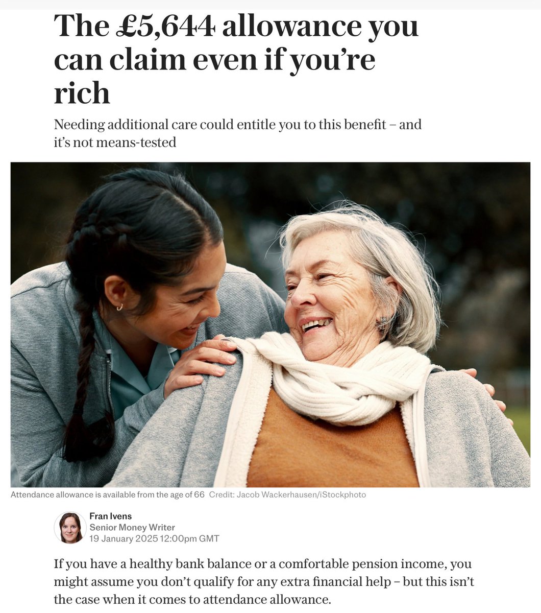 Telegraph on the same day.
Sickfluencers help people claim for self diagnosed conditions.
Telegraph money helps the rich and elderly claim Attendance Allowance.
One is condemned and one is endorsed.
