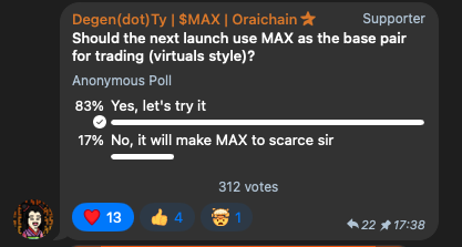 JumperWave's tweet photo. $MAX retrace is now redistribution for those waiting to get in on the next WL (TBA) which between those launched did 2000x. There is currently an ongoing vote to pair MAX (like VIRTUALS) with every launch. 

See below on why @agentsdotland is undervalued compared to Virtuals. https://t.co/GogMtBbIF0