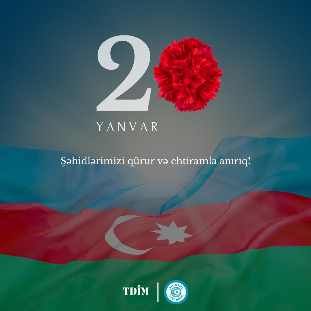tudim_1's tweet photo. Türk Dünyası İzleme Merkezi olarak 20 Ocak (kanlı ocak) hadisesinde hayatını kaybedenleri rahmetle yad ediyoruz.

#20Yanvar 
#Azerbaycan https://t.co/a7nNjY3YKa