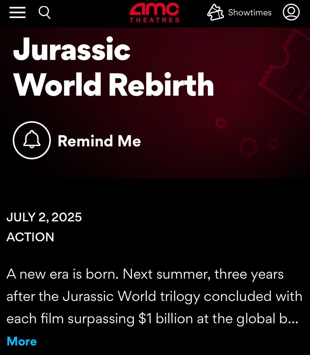 🚨 ‘JURASSIC WORLD REBIRTH’ is finally being added to major cinema/ticket websites as we get closer to its first trailer soon 🚨

The first trailer is expected to release on February 6th 2025 🍿 🦖