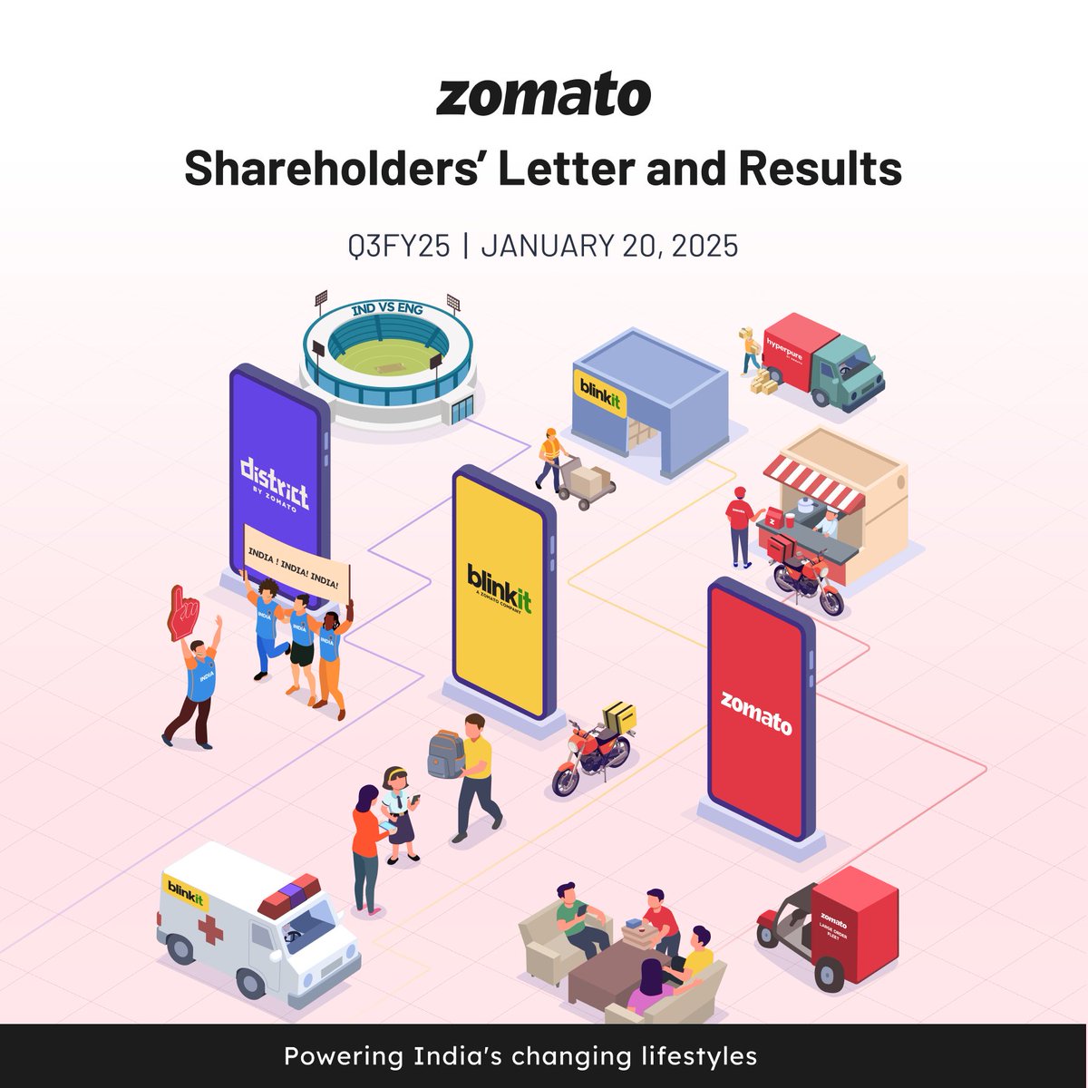 Deepinder Goyal (@deepigoyal) on Twitter photo Out now - our Q3FY25 Report: blog.zomato.com/q3fy25
If you have any further questions or feedback, please email us at shareholders@zomato.com. Always listening!
Quick snapshots of how weāre powering Indiaās changing lifestyles š§µ Out now - our Q3FY25 Report: blog.zomato.com/q3fy25
If you have any further questions or feedback, please email us at shareholders@zomato.com. Always listening!
Quick snapshots of how weāre powering Indiaās changing lifestyles š§µ