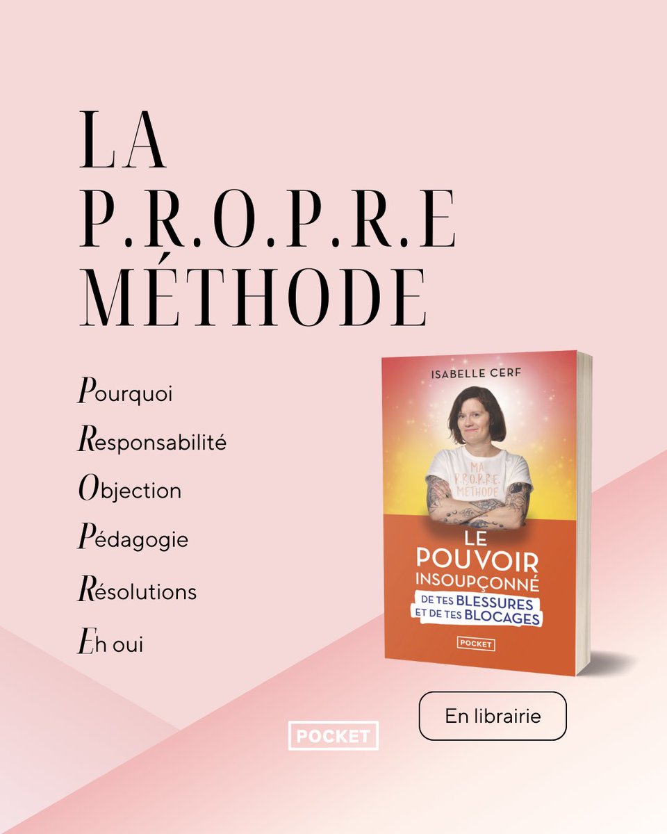 #VivezMieux⚡️Dans son livre, Isabelle Cerf a développé sa P.R.O.P.R.E. méthode, en s’appuyant sur 5 questions qui nous aident à nous connecter à nos propres capacités.

📘 bit.ly/3ZxZi0K

#DeveloppementPersonnel