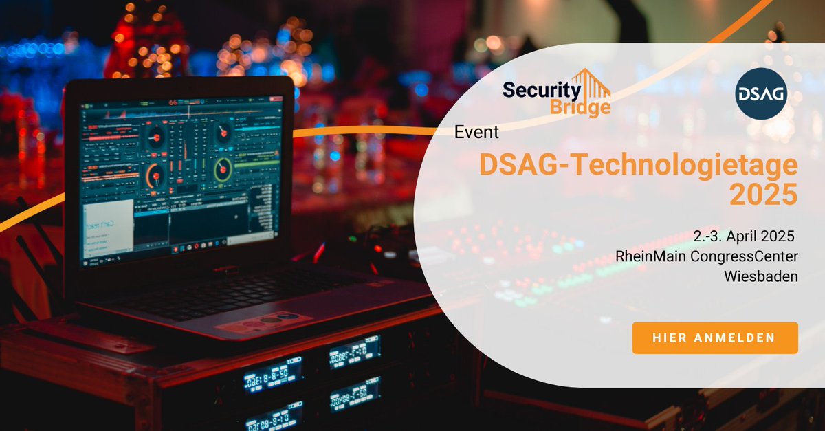 _securitybridge's tweet image. Treffen Sie SecurityBridge auf den DSAG-Technologietagen 2025! 🚀

Wir freuen uns auf den Austausch mit Ihnen! securitybridge.com/events/dsag-te…

#DSAG2025 #SAPSecurity #SecurityBridge