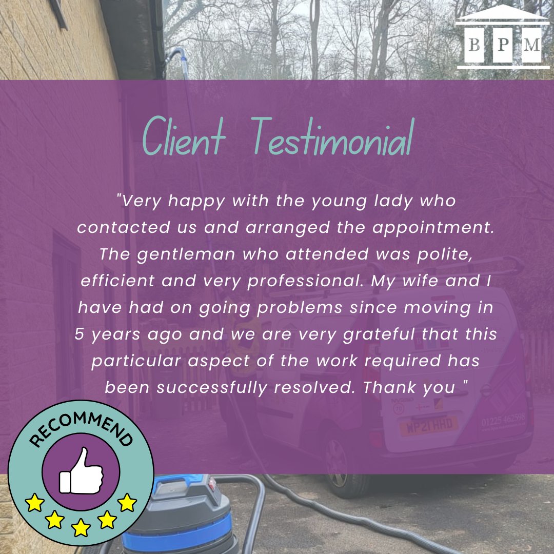 BPM_CS's tweet image. ✨ From first call to final result, BPM delivers lasting solutions with a friendly approach. Got property problems? Let's solve them properly! Call: 01225 462598 🏠

#PropertyMaintenance #ClientTestimonial #BPMContractingServices