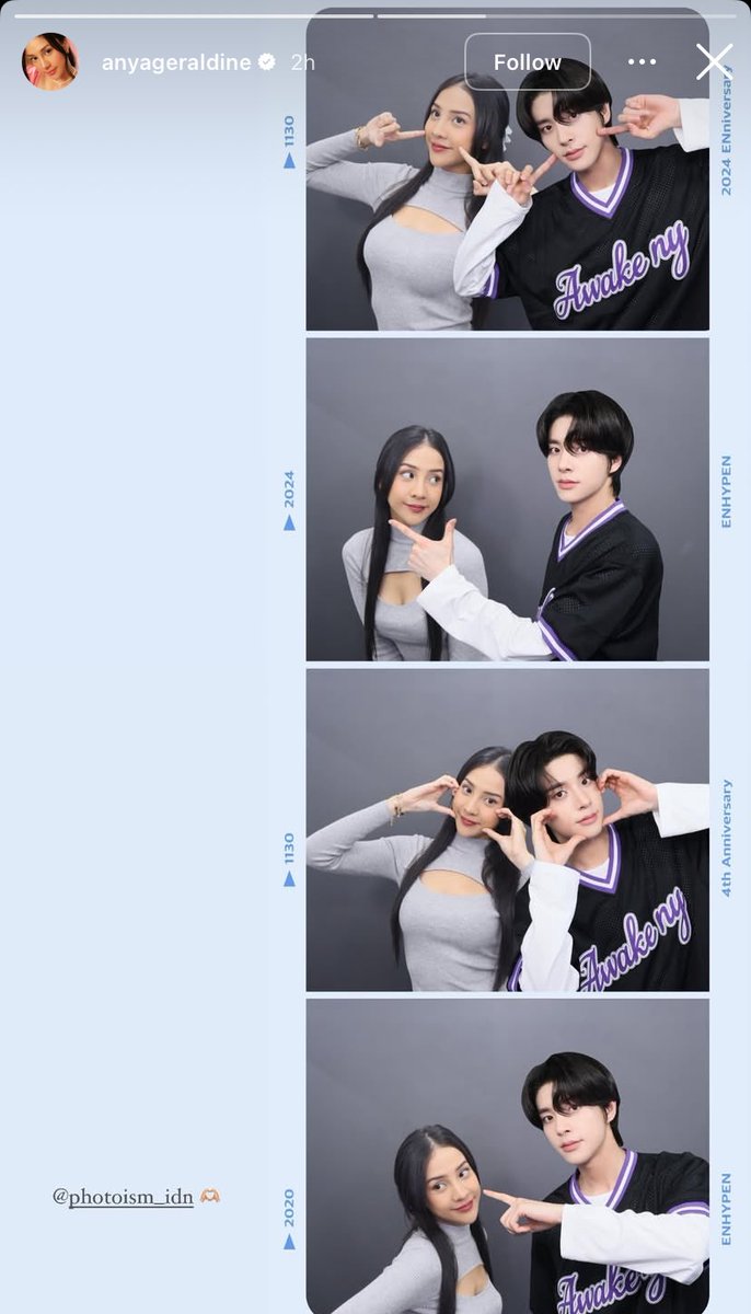 ilovjakez's tweet photo. anya geraldine an indonesian actor, internet celebrity, model, and entrepreneur posted a photo of herself with jake’s photoism on her instagram story🫨 

#JAKE #제이크 #ENHYPEN_JAKE https://t.co/xSYg5izxir