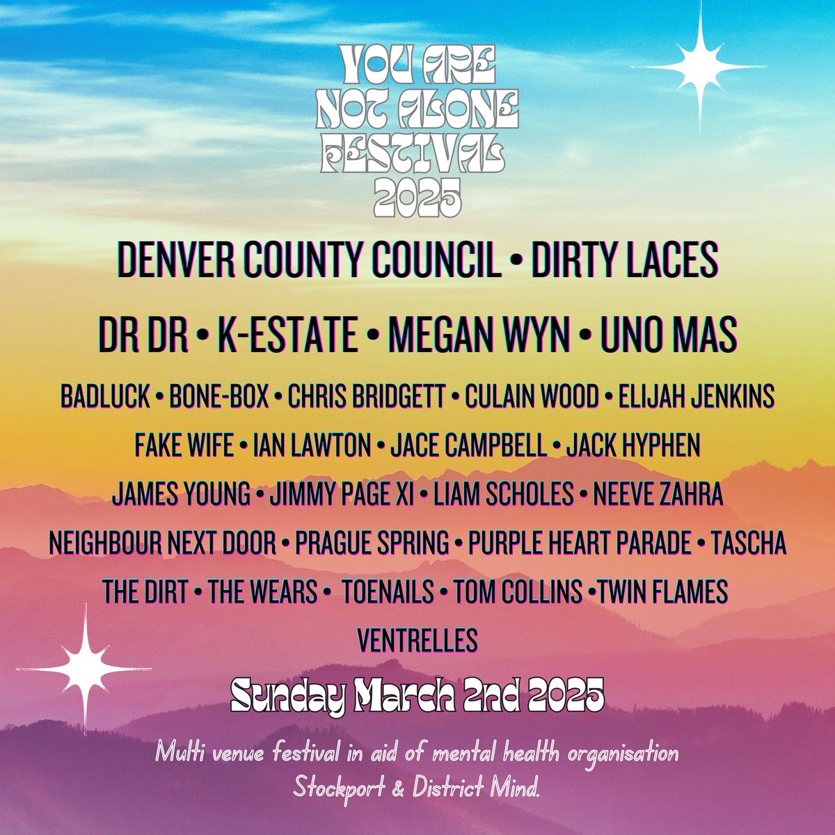 You Are Not Alone Festival (@yanafest) on Twitter photo A trio of new additions for the festival.
Please welcome <a href="/showbody/">Jay Taylor</a> from Bone-Box • <a href="/Ventrellesound/">Ventrelles</a> • <a href="/tlcollinsmusic/">TOM COLLINS</a>
Tickets available in the bio, with all profits going to <a href="/stockportmind/">Stockport Mind</a>
Swipe for full lineup ❤️ A trio of new additions for the festival.
Please welcome <a href="/showbody/">Jay Taylor</a> from Bone-Box • <a href="/Ventrellesound/">Ventrelles</a> • <a href="/tlcollinsmusic/">TOM COLLINS</a>
Tickets available in the bio, with all profits going to <a href="/stockportmind/">Stockport Mind</a>
Swipe for full lineup ❤️
