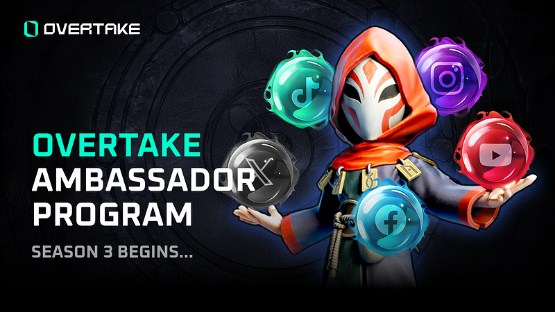 OVERTAKE Ambassador Program Is HERE!

Over two months, Ambassadors will compete to unlock new rewards and exclusive perks!

📆 27 Jan to 27 Mar
💵 USDT rewards &amp; in-game rewards
🎁 Somnis Mystery Box NFT airdrop

Don't miss this opportunity. Apply now: forms.gle/9jBHvMN387eB5v…