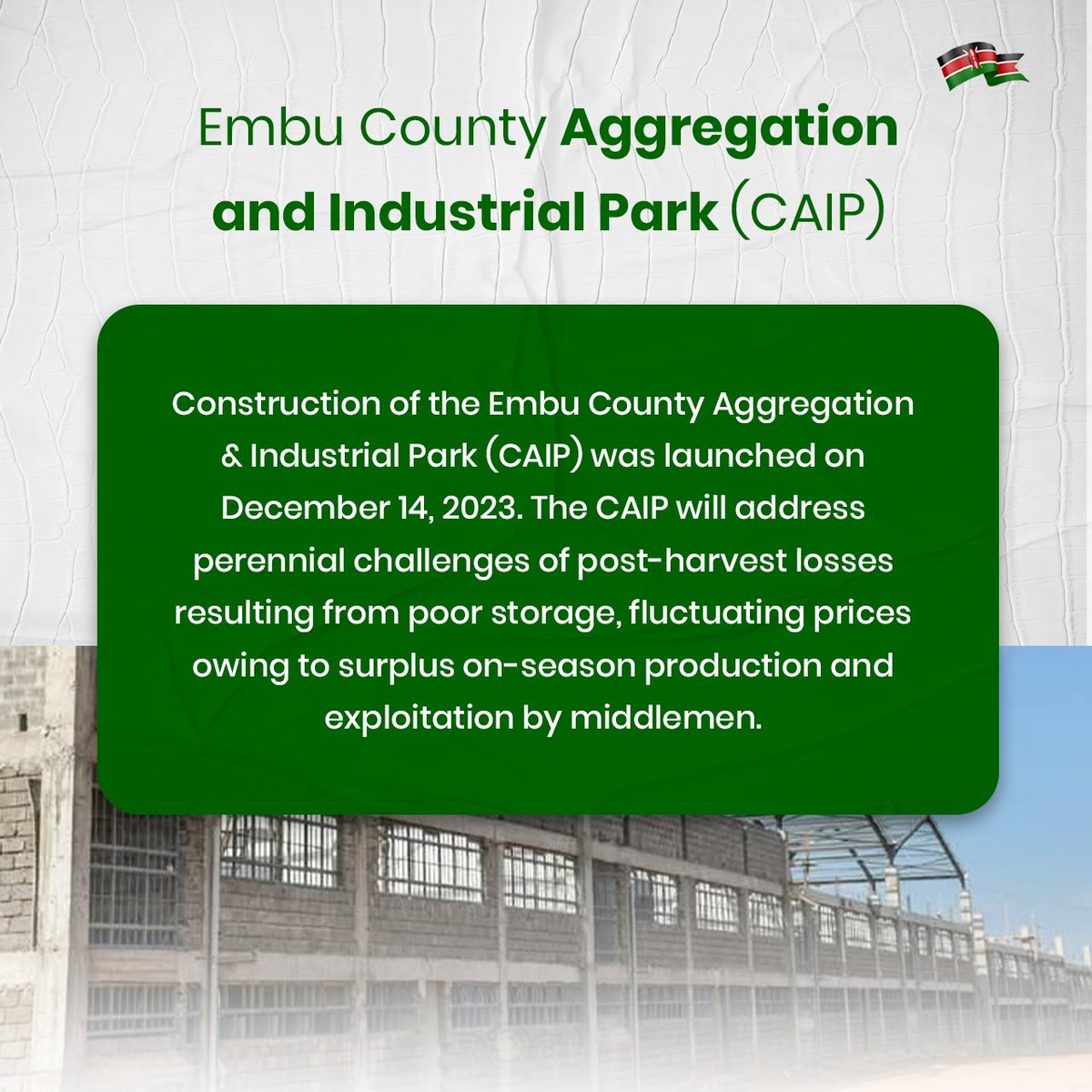 EngKariukii's tweet photo. Today, I’m highlighting Embu’s Industrial Park. It’s a game-changer for farmers, tackling post-harvest losses, eliminating middlemen, and stabilizing prices. December 14, 2023, marked Embu’s industrial revolution, driving county-driven economic growth. #UmojaNaKazi https://t.co/hmzNtof56K