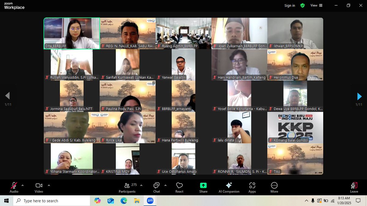 NalleRegi's tweet photo. Senin (20/1/2025), Regi N. Nalle, S.Pi Luhkan Kab. Sabu Raijua-NTT, Mengikuti apel pagi lingkup kantor BBRBLPP Gondol via zoom di Pos Penyuh Perikanan.
#GiatLuhkanSatminkalGONDOL
#SabuRaijua
#LuhLapor
@bppsdm_gondol 
@bppsdm_puslatkp https://t.co/3sMwzbKiPi