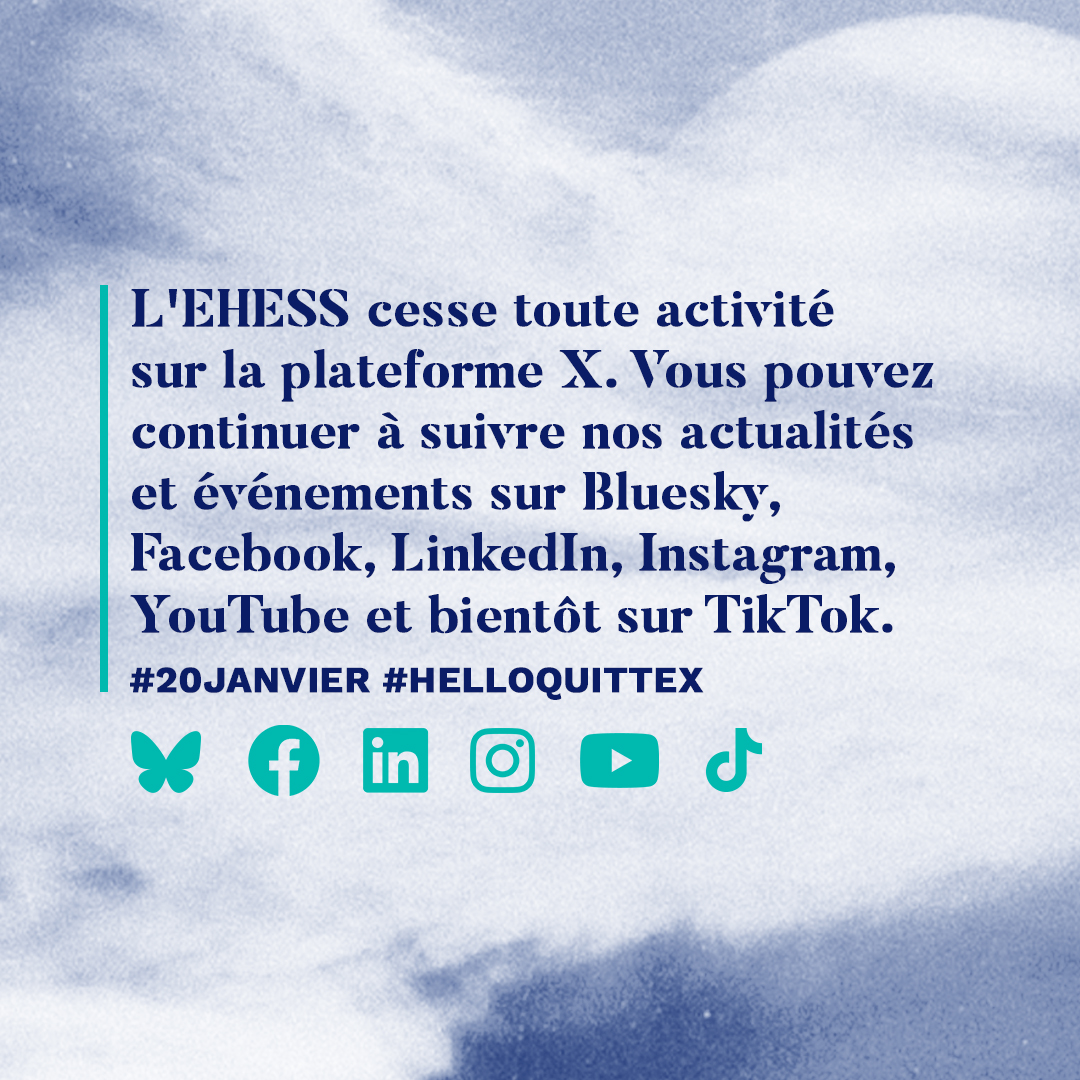 EHESS_fr's tweet image. #20janvier L'EHESS cesse toute activité sur X.
Continuez à nous suivre sur #Bluesky 👉 bsky.app/profile/ehess-… et sur nos autres médias sociaux : Facebook, Instagram, LinkedIn, YouTube et bientôt sur TikTok.
@HelloQuitteX
➡️ ehess.fr/fr/communique/…