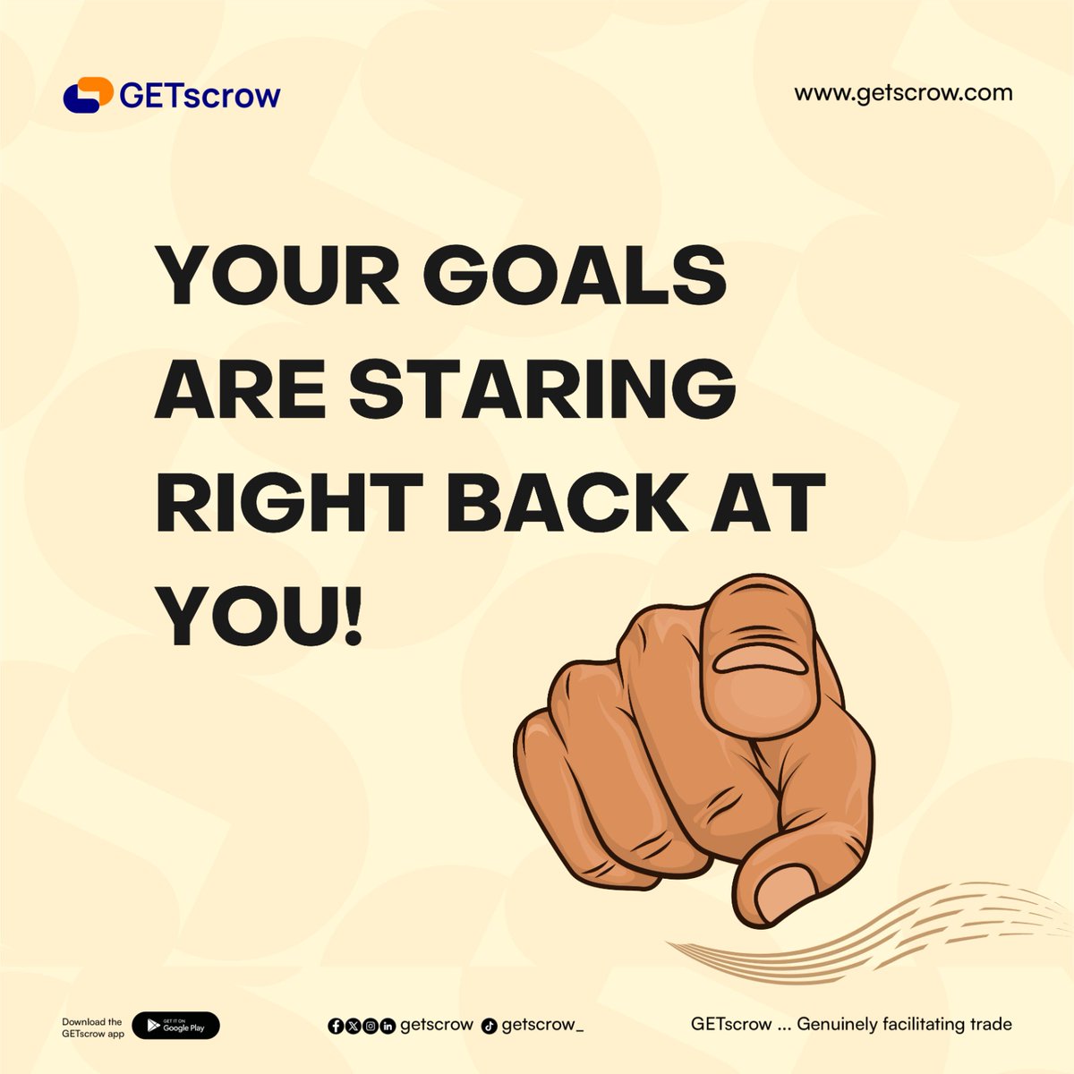 GeTscrow's tweet photo. Are you moving closer to your goals or just spinning in circles?
What’s one goal you’ll accomplish this week?
And If your goal involves secure transactions, you already know what to do—download GETscrow today.
https://t.co/jiMxrOFIS4
#GoalSetting #MondayMotivation #GETscrow https://t.co/RDFIzRVsjm