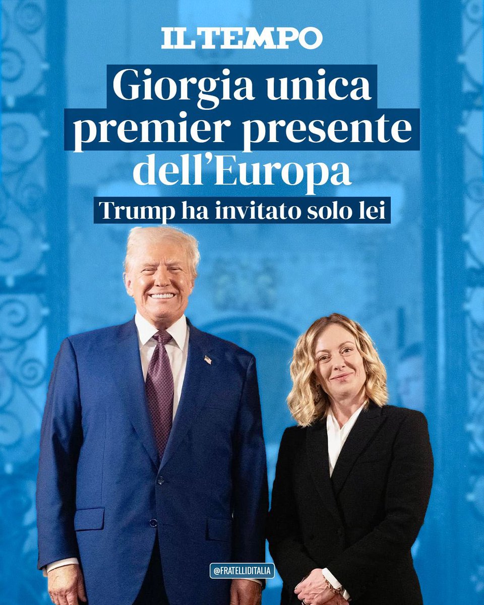 Il Presidente #Meloni sarà l’unico capo di governo d’Europa presente alla cerimonia di insediamento del Presidente #Trump, a conferma del ruolo di ponte tra Stati Uniti ed Ue che rivestirà l’Italia. 

Un rapporto privilegiato che restituisce centralità alla nostra Nazione.