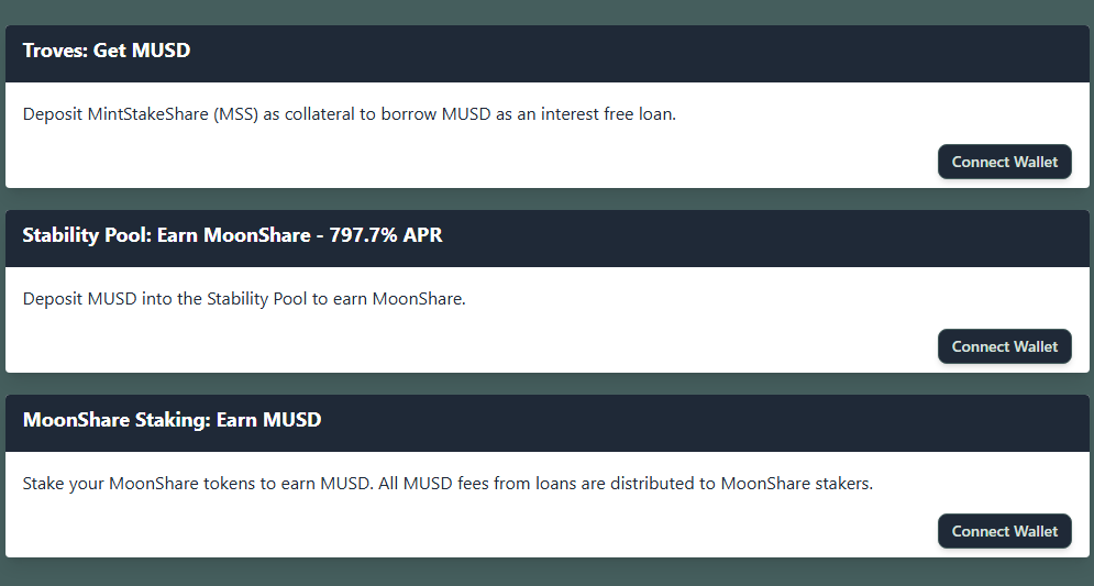 MintStakeShare's tweet photo. Book of Binance
~98.5 presale $BOOK is sold out! 🤩

You can get your $BOOK via MoonShare! BNB side is maxxed✅Presale: https://t.co/IdrXoYv04J

$BOOK has a cross-project utility, where you can add/vote for your favorite BSC tokens, which will be used as farm options to earn $BOOK!😋
$BOOK has a total supply of 420m tokens and offers Interactive Tokenomics: Lock and Burn $BOOK to adjust the weekly farm emissions!

We already have a total burn of 616.5k!🔥Bring your favorite $BSC tokens and their communities, and let's shape BSC's future! 
                                    MintStakeShare
MintStakeShare stats are increasing! And we are getting closer to reaching the new milestones on both chains💥

🔸BNB Chain - 1985 Users | 53.96m $MSS Staked!🎉
🔹BASE Chain - 415 Users | 3.53m $MSS Staked!🎉

With $MSS you can earn 2% daily on compounds and grow your earning potential every day💰

Also don't forget the lucrative referral system, where you can earn from your referrals' Buy, Stake, and Compound! 😎
                                    MoonYield
With MoonYield you can earn by utilizing $MSS and borrowing $MUSD!🔥

Stake your $MUSD in the Stability Pool and earn MoonShare! 🤩It's paying juicy APRs, as of now $MUSD is earning 797% APR!

You can also stake your MoonShare and earn MUSD fees from loans!
You can get a premium $MUSD only by $MSS! Which you can use to take profits or Stake & Earn🔥