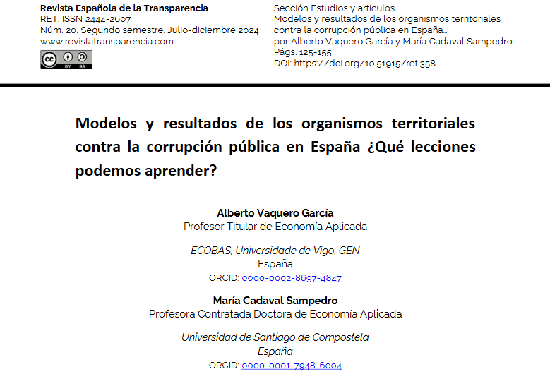 RETransparencia's tweet photo. 💸🇪🇸En #RET20 publicamos el artículo de Alberto Vaquero García (@uvigo) y María Cadaval Sampedro (@UniversidadeUSC): «Modelos y resultados de los organismos territoriales contra la corrupción pública en España. ¿Qué lecciones podemos aprender?».
🔗https://t.co/KJjEdONtuz https://t.co/P0oj2cXCcG