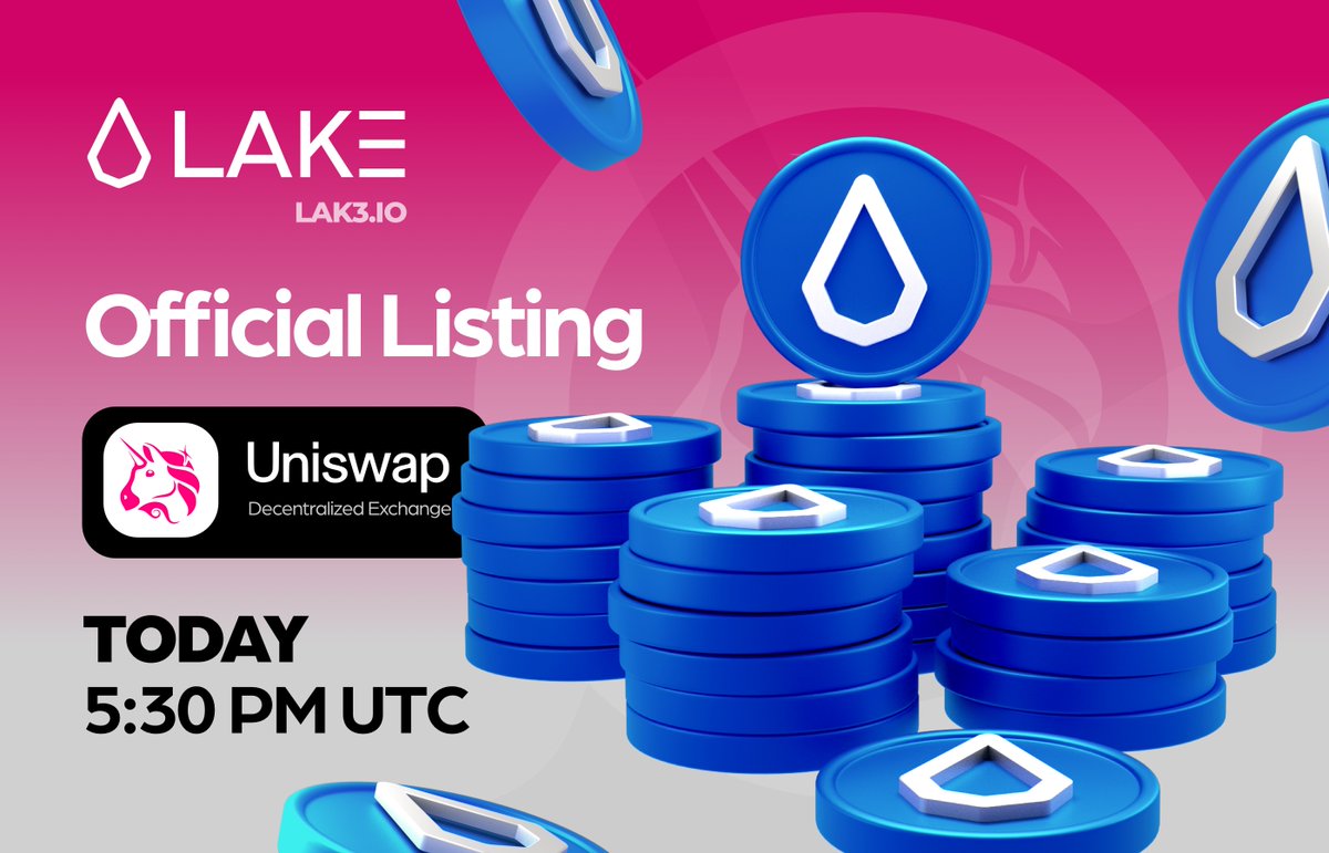 lake_lak3's tweet photo. 🚀🚨 IT’S D-DAY! 🚨🚀

$LAK3 token will be LISTED on Uniswap in just a couple of hours, at 5:30 PM UTC! 🔥🚀

$LAK3 token is at the heart of our ecosystem, and together, they will bring you and over 8 billion people into the trillion-dollar Water Economy! 🌍💧

We’re launching on Uniswap first—Centralized Exchanges are next! 💥

💲 Initial Listing Price: $0.20
📍 DEX: Uniswap (LAK3/ETH)
📌 Link: https://t.co/cfyP8cuOfK 

We’re thrilled to see you all become active players and benefit from this incredibly profitable industry soon! 🚀💧