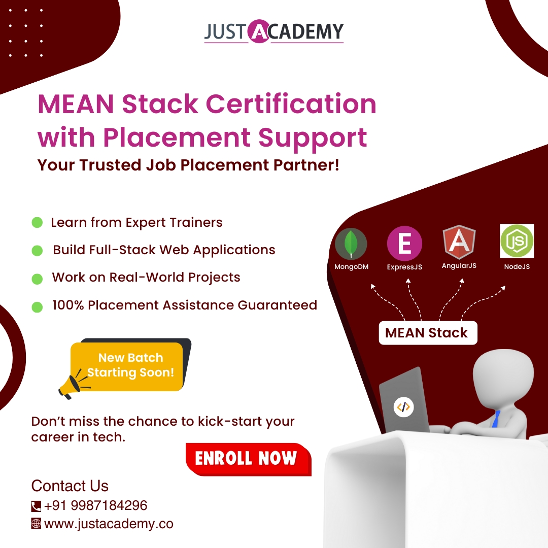 justacademy23's tweet image. Kickstart Your Career with MEAN Stack Certification & Placement Support! 🎓
🔹 Learn from Industry Experts
🔹 Master Full-Stack Web Development
🔹 Work on Real-World Projects
Guaranteed Job Placement
New Batch Starting Soon! #BecomeADeveloper #TradeWithCoinDCX