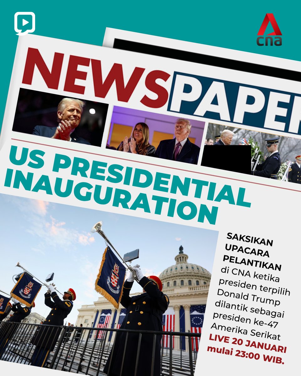 Dens_TV's tweet photo. Saksikan siaran langsung upacara pelantikan presiden Amerika Serikat Terpilih, Donald Trump
Senin, 20 Januari | Mulai pukul 23:00 WIB
Hanya di CNA

#DensTV #Itssimplyentertaining #CNA #USPresidentialInauguration https://t.co/vOcq5D9gsn