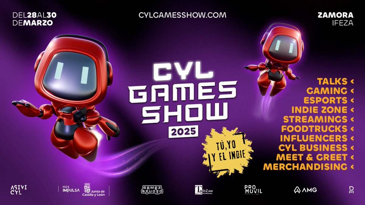 ‼️Es oficial que organizaré la Zona Indie del <a href="/CylGamesShow/">CyL Games Show</a> ‼️ Tendremos una zona de 30 estudios indies ( tenemos confirmados ya 28 ) y con premios 🏆. No os podéis perder el mayor evento gaming 🎮 de Castilla y León y uno de los mejores de España......

📍Zamora
🗓️ del 28 al 30