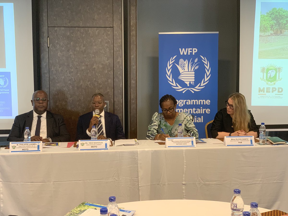 WFP_Cotedivoire's tweet photo. Pour Dr Yeo Nahoua, Directeur de Cabinet du @MPD_CI, l’appui et les investissements du PAM sont importants pour la sécurité alimentaire, la nutrition et le développement des chaînes de valeurs agricoles en 🇨🇮. Ils contribuent aux progrès nationaux dans la réalisation de #FaimZero https://t.co/nSEj4RqbcB
