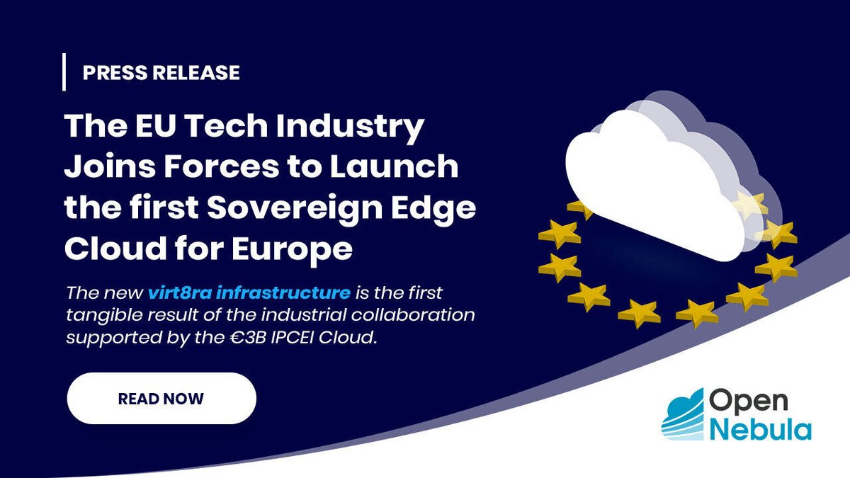 We are proud to announce the launch of virt8ra, the first sovereign edge cloud in Europe, coordinated by OpenNebula Systems and developed by a consortium of eight leading organizations: <a href="/arsys/">Arsys</a>, <a href="/bitnl/">BIT</a>, Gdańsk University of Technology, <a href="/Infobip/">Infobip</a>, <a href="/ionos_com/">IONOS</a>, @Kontron, <a href="/enMONDRAGON/">MONDRAGON</a>,