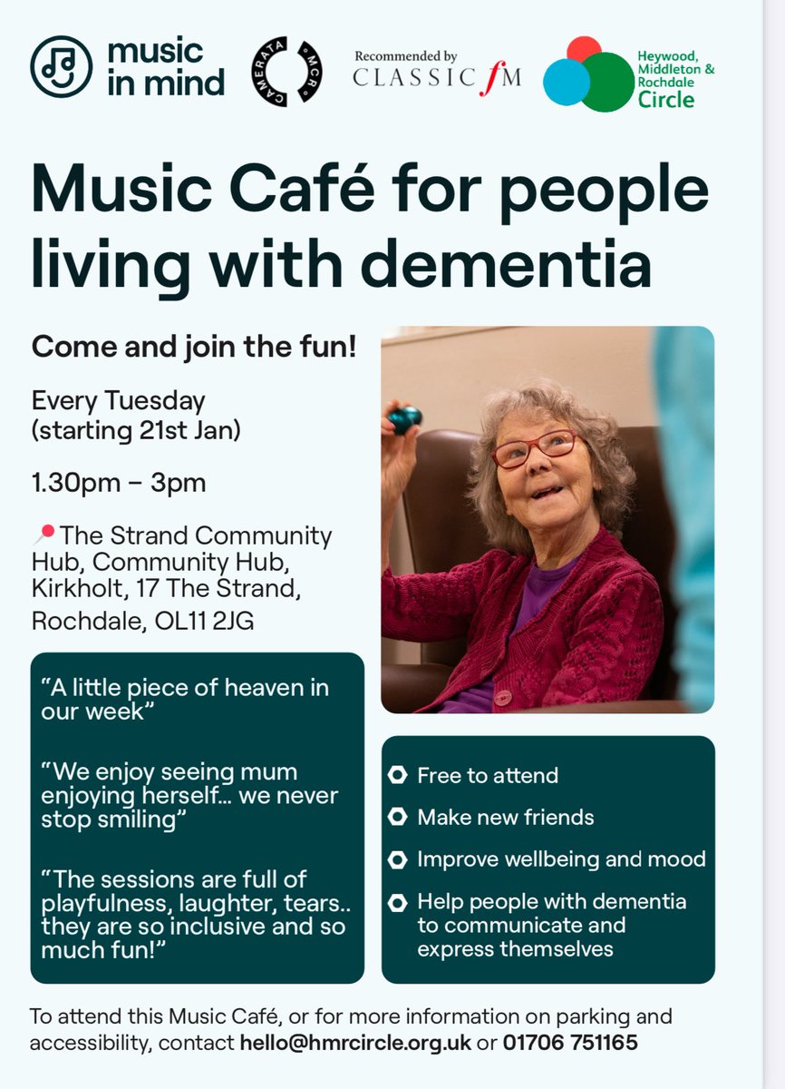 HM&R Circle CIC (@hmrcirclecic) on Twitter photo Our Music Café is every Tuesday with <a href="/musicinmind_org/">MusicInMind</a> recommended by <a href="/ClassicFM/">Classic FM</a>
Come and join us! Our Music Café is every Tuesday with <a href="/musicinmind_org/">MusicInMind</a> recommended by <a href="/ClassicFM/">Classic FM</a>
Come and join us!