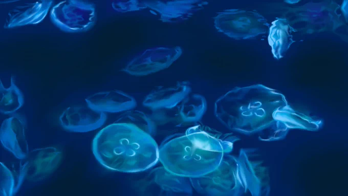 水族館を描いた絵。 