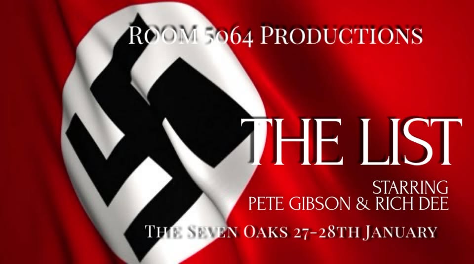 One week to go before we perform the List in Manchester (27/28 January Seven Oaks Theatre). Engrossing drama in which a Nazi war hunter confronts the last name on his list. Can past crimes ever be forgiven? Tickets from tinyurl.com/4sn8mu8m