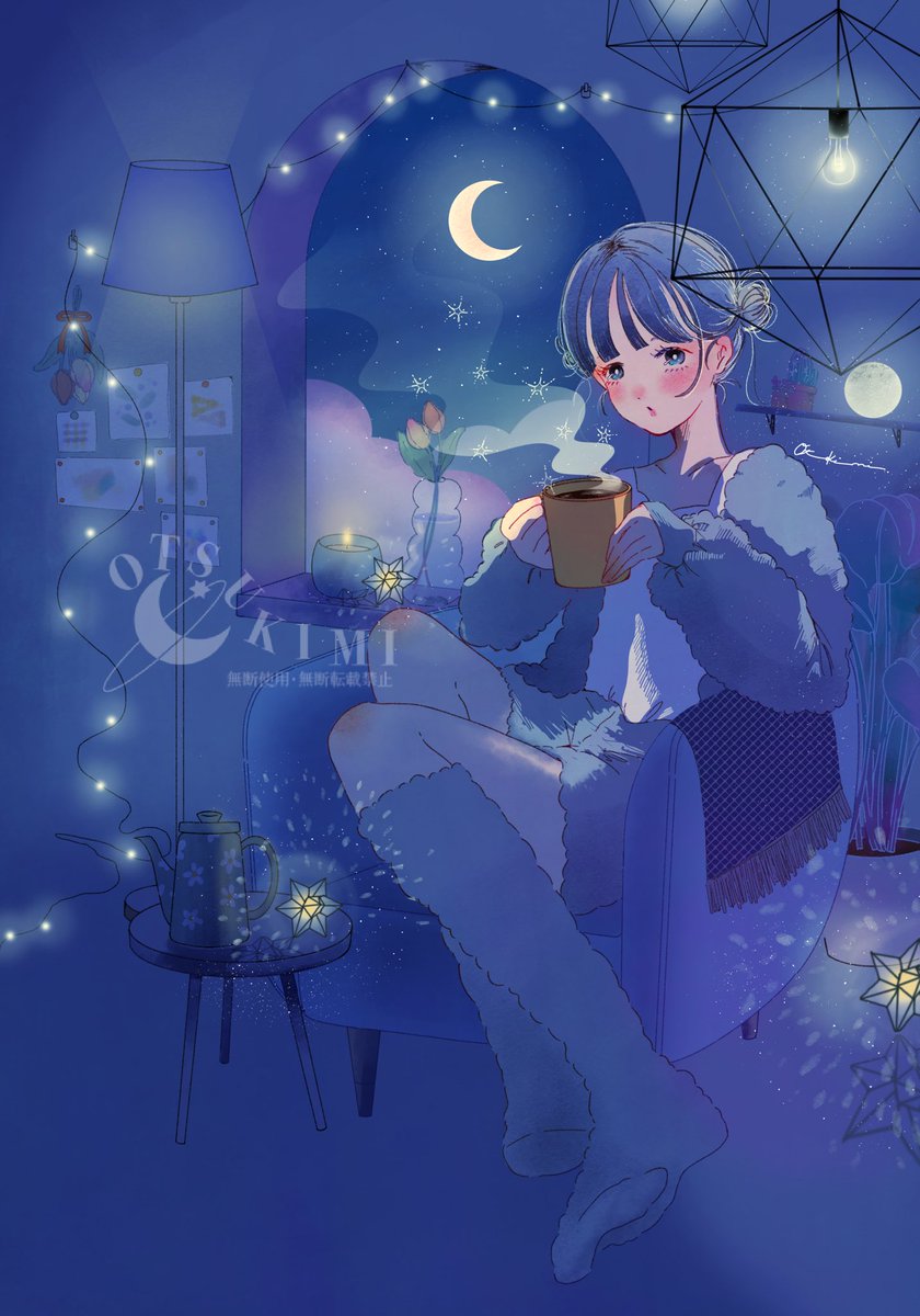 otsukimi8's tweet image. 月が見える部屋

#イラスト　#illustraion