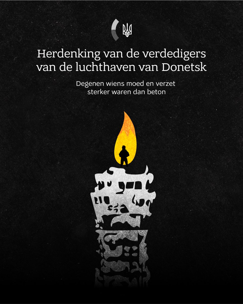 UKRinNLD's tweet photo. Op 20 januari herdenkt Oekraïne de verdedigers van de Luchthaven van Donetsk.

De verdediging van de luchthaven is een heldhaftig hoofdstuk in de geschiedenis van 🇺🇦verzet. Het duurde 242 dagen – van 26.05.2014 tot 23.01.2015 – en vertraagde de opmars van de Russische bezetters. https://t.co/EwkH59AT9F