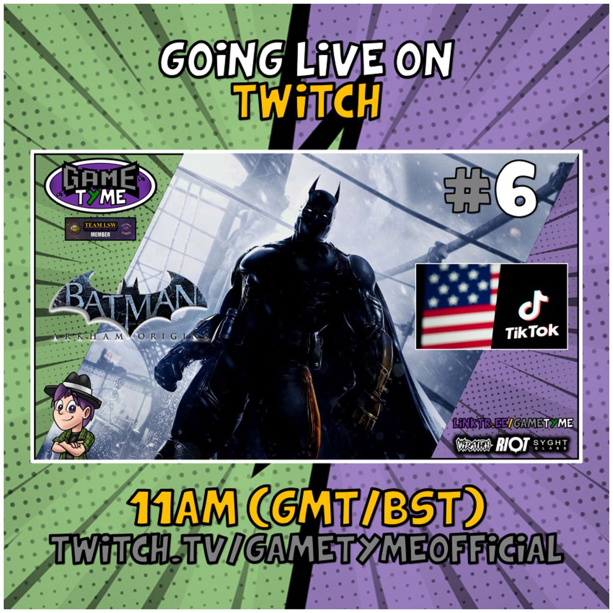 GameTymeOFF's tweet photo. "TikTok" is Back... (For Now) / #batmanarkhamorigins - #6 / GameTyme
#twitch #livestream #goinglive @ 11am (GMT/BST) #checktimezones
- https://t.co/deQtJvkIY2
* #wraithenergy #rioteliquid #syghtglass #teamlsw https://t.co/QIId31lG8c