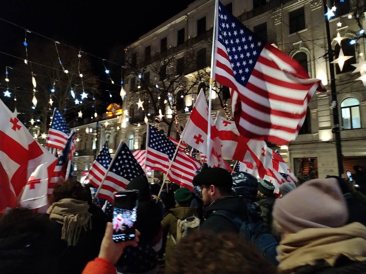 Zuraja's tweet photo. In parallel with @realDonaldTrump ’s inauguration, a Georgian-American friendship march is being organized in Tbilisi, which will join the ongoing protest on the city’s main avenue.
@RepJoeWilson 

#GeorgiaProtests 
#GeorgianProtests https://t.co/OLdcAGrc0Q