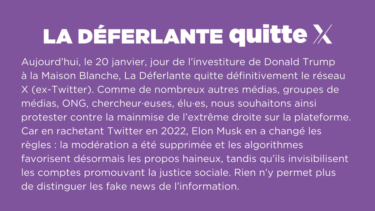 La Déferlante quitte X. #HelloQuitteX #20janvier