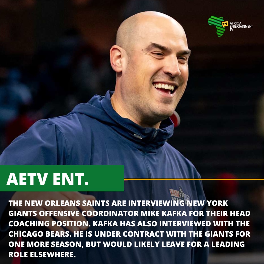 AETVSport's tweet image. Mike Kafka is in high demand! The New Orleans Saints and Chicago Bears are both considering him for their head coaching position. Will he leave the Giants for a top role? 🏈

 #MikeKafka Sheffield United Casemiro Onana Brighton Hazard INEOS Punjab Xabi Alonso Manchester United