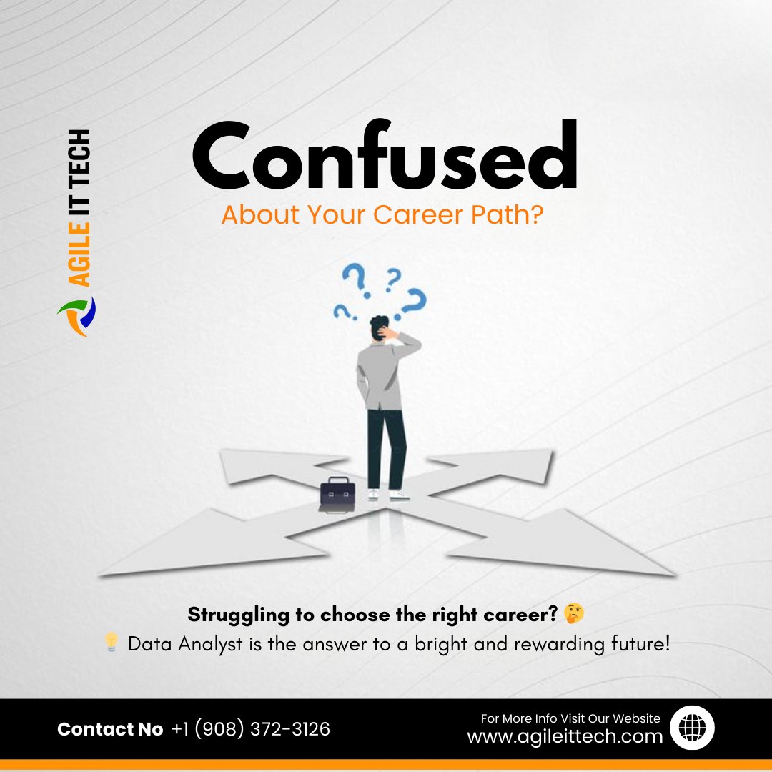 agileittech's tweet photo. 𝐂𝐨𝐧𝐟𝐮𝐬𝐞𝐝 𝐀𝐛𝐨𝐮𝐭 𝐘𝐨𝐮𝐫 𝐂𝐚𝐫𝐞𝐞𝐫 𝐏𝐚𝐭𝐡?

Choosing the right career can feel overwhelming, but it doesn’t have to be!

#AgileITTech #DataAnalyst #CareerGoals #LearnAndEarn #FutureReady #DataAnalytics #OnlineCourses #TechCareer #Trendingcourse https://t.co/iUr9ISSZ0Z