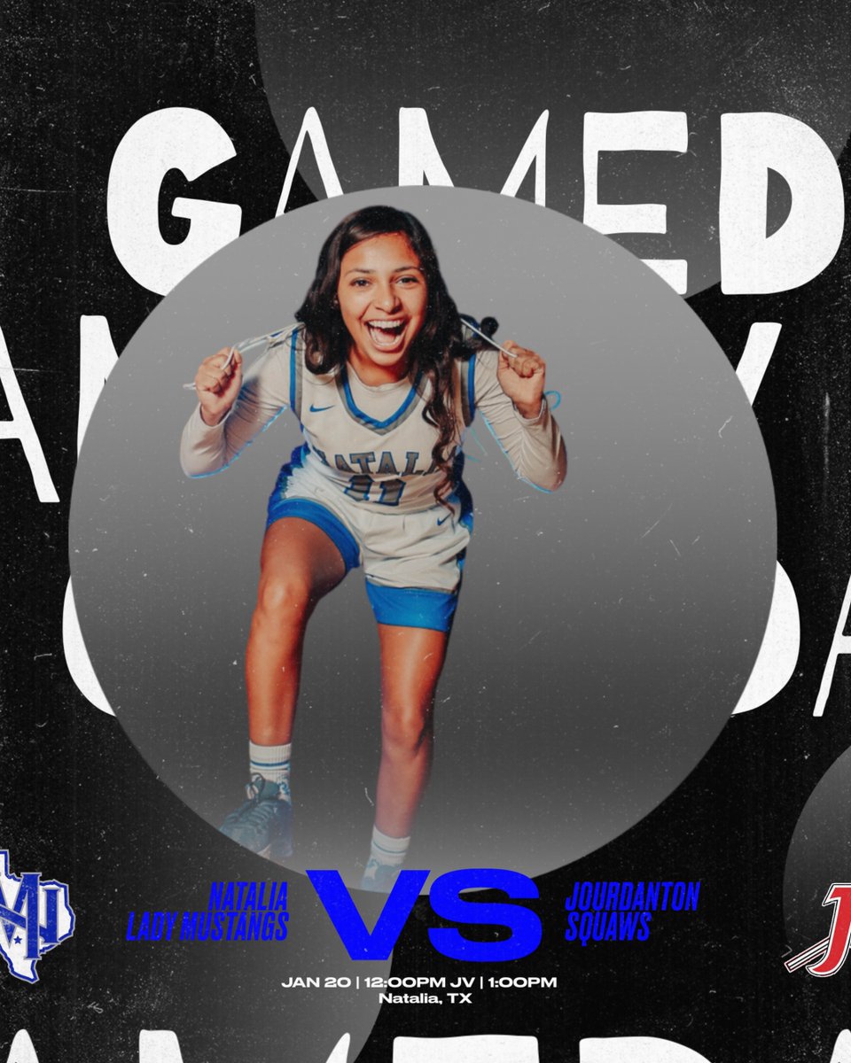 🚨GAME DAY🚨
🏀Lady Mustangs
🆚Jourdanton
⏰12pm JV (JH Gym) | 1pm Varsity (HS Gym)
📍Natalia
Your Lady Mustangs take on District opponent Jourdanton this afternoon. Come support! Be Loud! Wear Blue! #ChampionshipCulture #WeAre #AllIn #TTP
