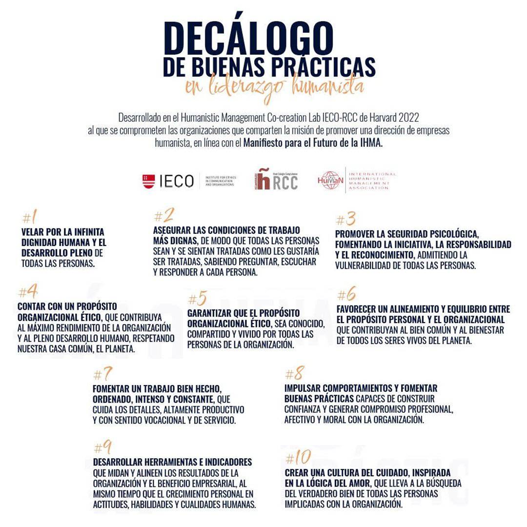 Me gusto este decálogo de lo comportamientos asociados al liderazgo humanista