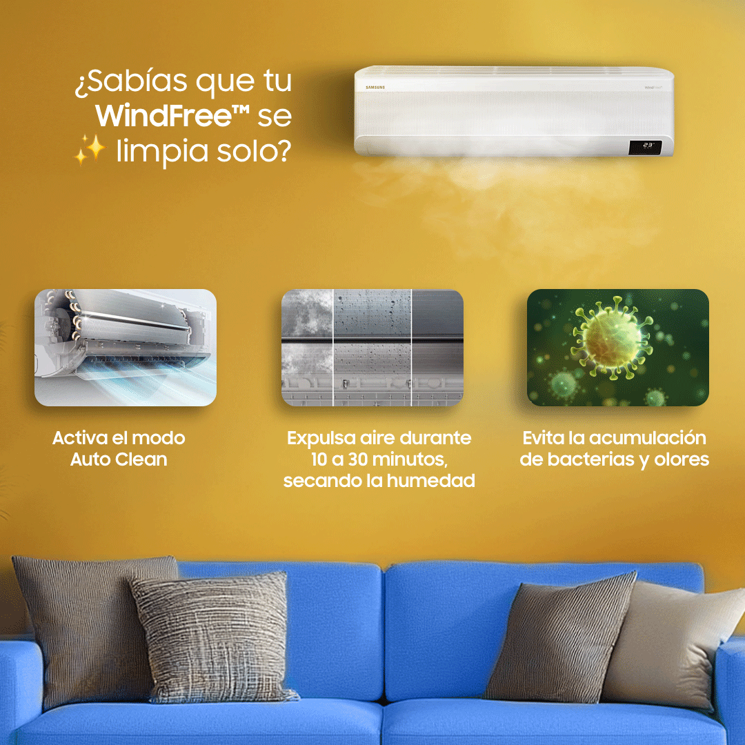 SamsungMexico's tweet photo. Así es como WindFree™ se mantiene limpio, gracias a su modo Auto Clean. 🤩🙌🏼

#SamsungMexico #WindFree #AireAcondicionado #AutoClean https://t.co/EI6ey9bHVU