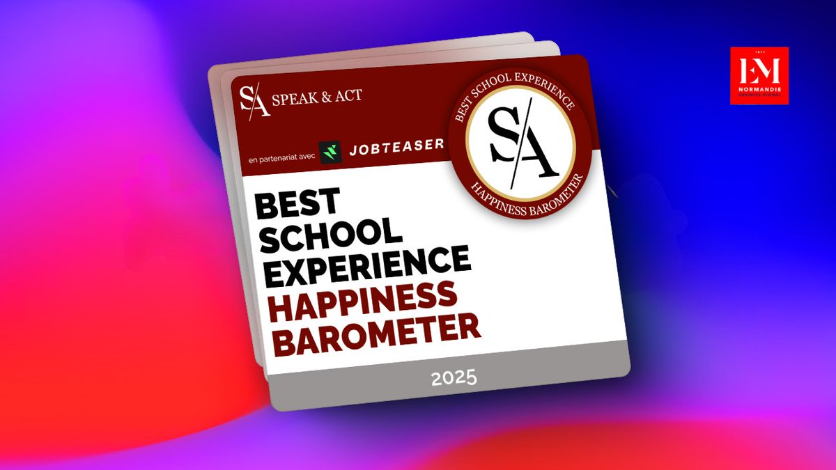 Nouveau le label « Best School Experience – Happiness Barometer » de <a href="/SpeaknAct_/">Speak & Act</a>  🏆 Fondé sur les avis anonymes de nos étudiants, souligne l'engagement de notre école à offrir une expérience étudiante exceptionnelle. Plus d'infos  👉 FR : shorturl.at/OKUif
EN :