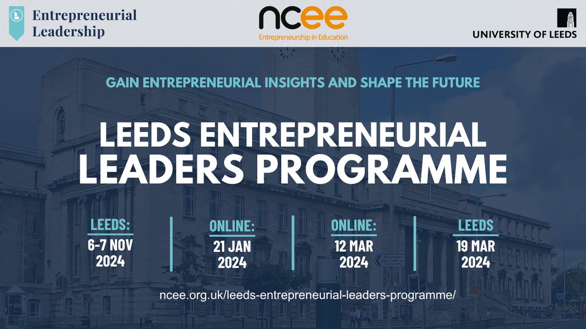 Exciting news from the Leeds Entrepreneurial Leaders Programme! 🚀 Tomorrow, Day 3 kicks off—stay tuned for updates: eu1.hubs.ly/H0f_38h0

In partnership with <a href="/UniversityLeeds/">University of Leeds</a>, empowering leaders to tackle societal challenges and drive innovation.