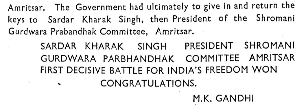 Kharagket_'s tweet photo. Telegram sent by INC leader Mohan Das Gandhi to the President of the SGPC, Kharak Singh, following his release from jail on the 17th of January, 1922 for demanding the keys of Sri Darbar Sahib, Amritsar from the British government: https://t.co/mIBrSkux3U